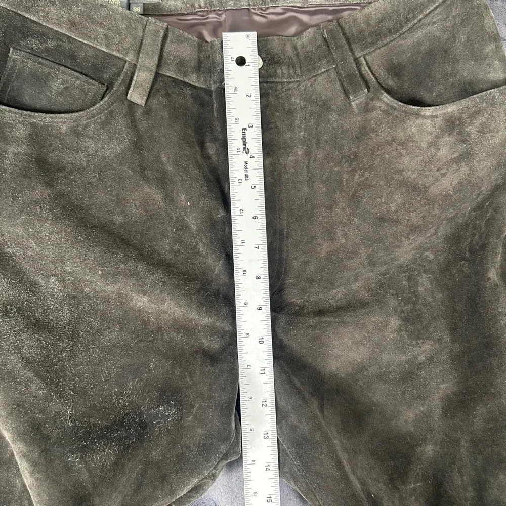 Banana Republic Suede Leather Pants Mens 36 Green Straight Leg Vintage